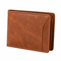 Portefeuille 12 x 9.5 cm aspect cuir marron pliant à billets et cartes