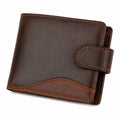 Portefeuille 12 x 10 x 2 cm en cuir synthétique marron foncé à fermeture pression style vintage