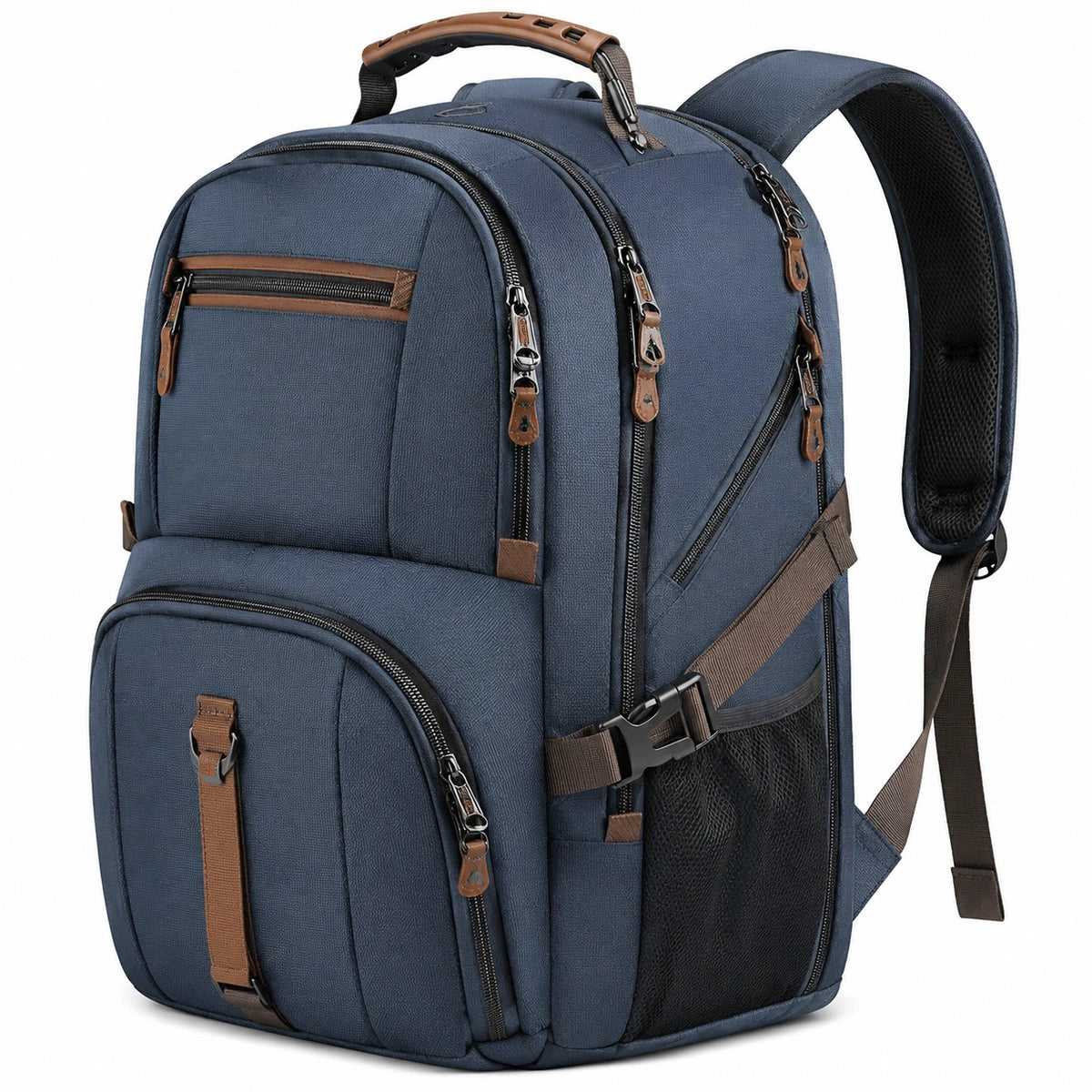 Sac à dos 48 x 32 x 20 cm en textile synthétique bleu marine multipoches pour voyage