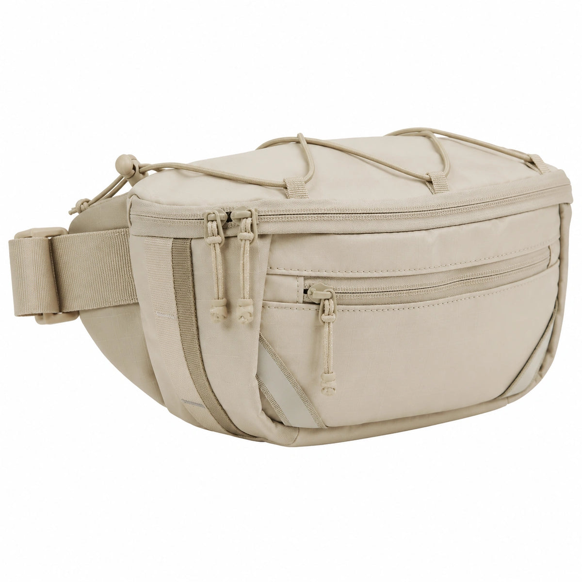 Sac banane 32 x 10 x 17 cm textile beige à poches zippées réglable