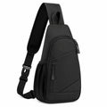 Sac bandoulière 30 x 18 x 8 cm en textile noir pour usage quotidien à compartiments zippés