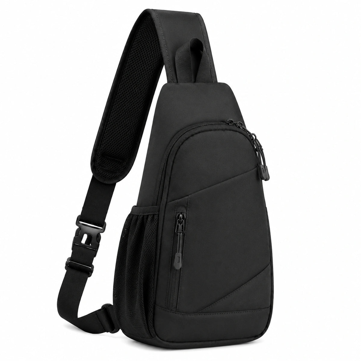 Sac bandoulière 30 x 18 x 8 cm en textile noir pour usage quotidien à compartiments zippés