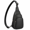 Sac bandoulière 17 x 8 x 30 cm en similicuir noir à poches zippées