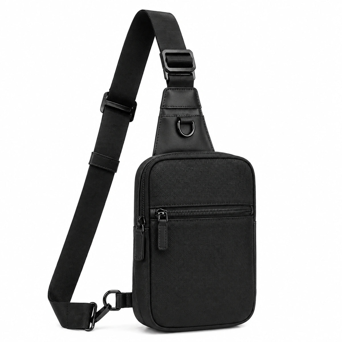 Sac bandoulière 17 x 6 x 30 cm en similicuir noir pour transport quotidien style compact