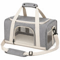 Sac de transport pour chien et chat 45 x 28 x 28 cm en textile gris avec fenêtres en maille