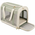 Sac de transport pour animaux 45 x 30 x 30 cm en tissu vert sauge et beige avec maille respirante