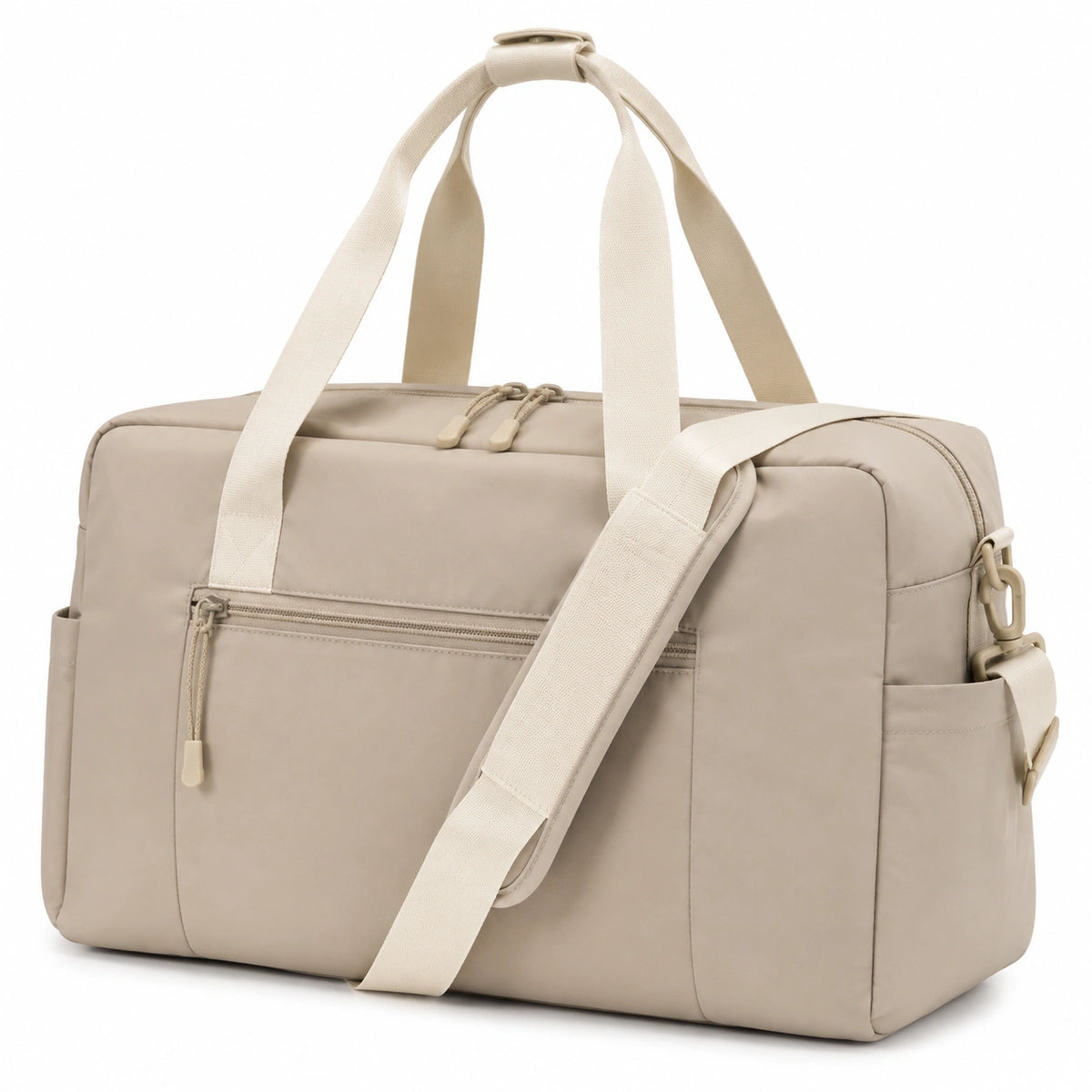 Sac de voyage 45 x 25 x 28 cm en textile synthétique beige à bandoulière