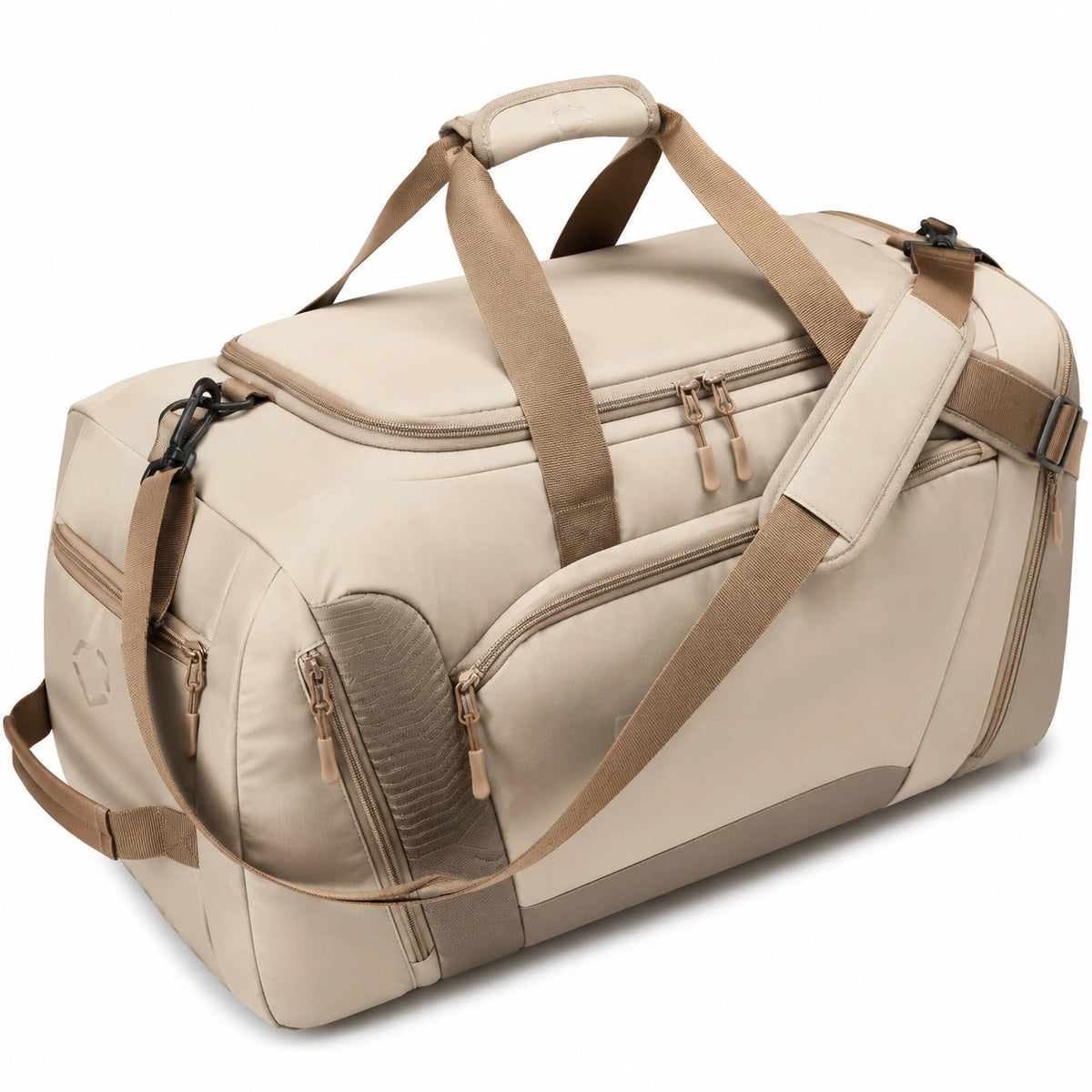 Sac de voyage 55 cm en polyester beige à bandoulière compartiments multiples