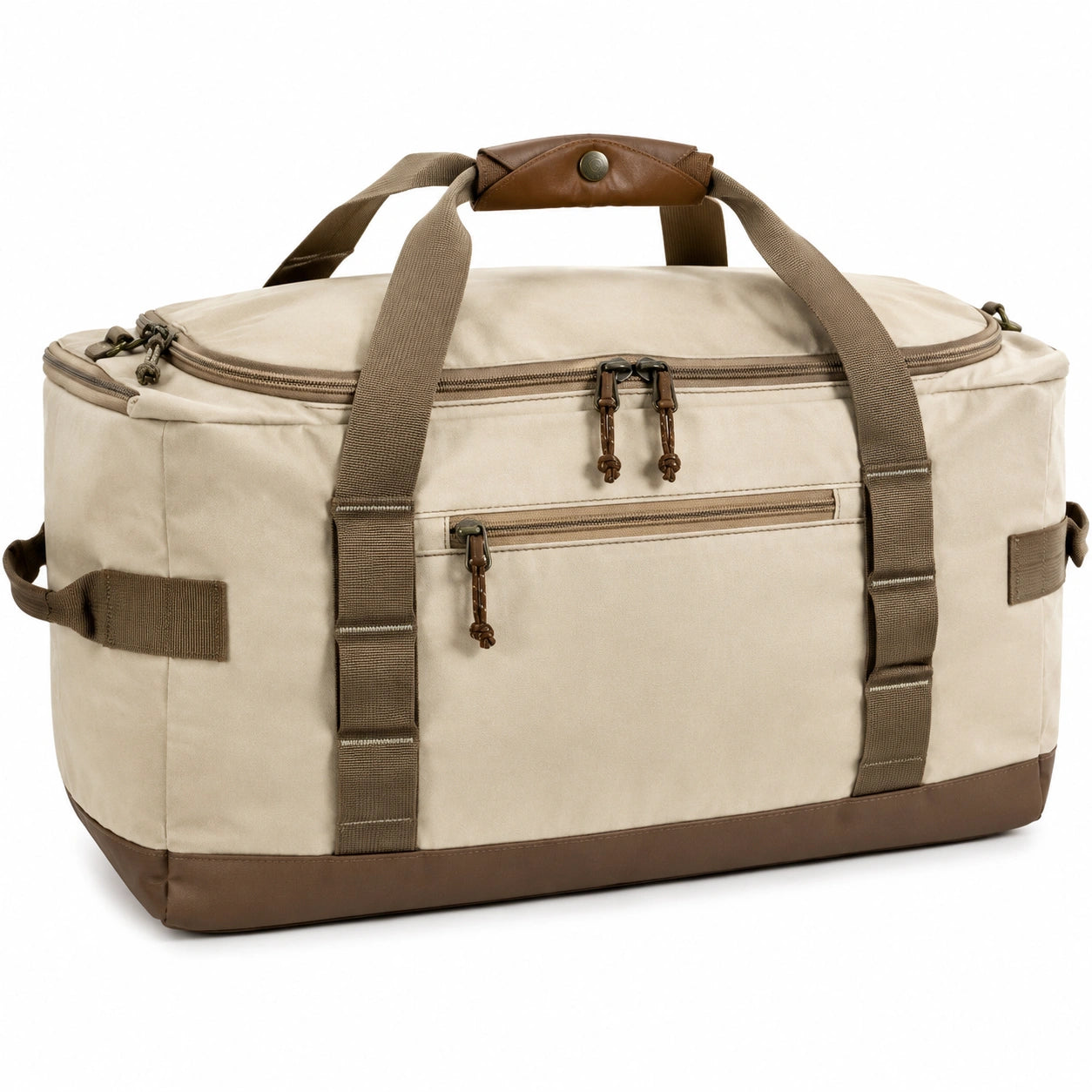 Sac de voyage 50 cm en textile beige et marron avec poches zippées