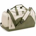 Sac de sport 50 x 25 x 28 cm en tissu synthétique beige et vert avec bandoulière réglable