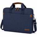 Sacoche pour ordinateur 40 cm en textile bleu marine - bandoulière réglable et poignées