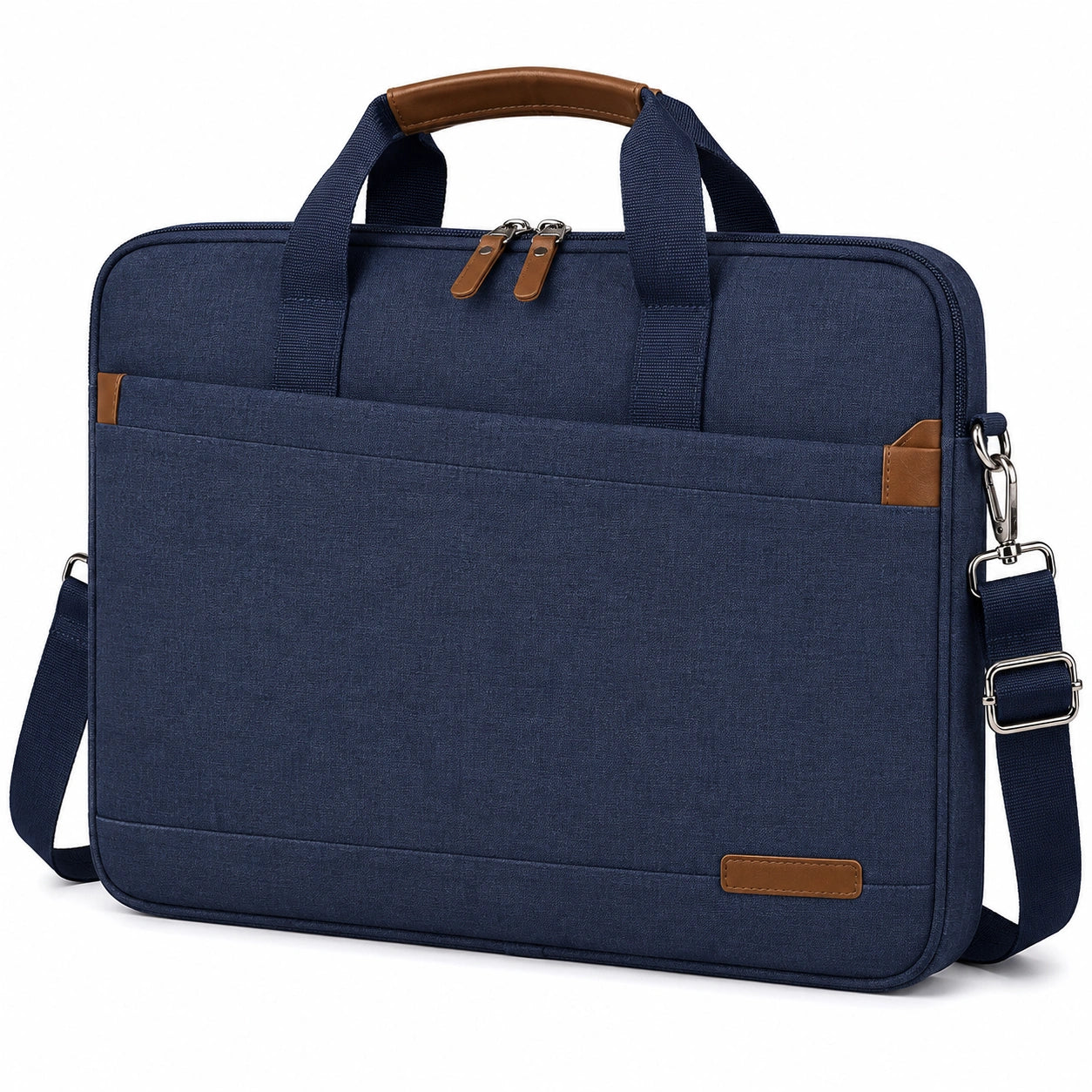 Sacoche pour ordinateur 40 cm en textile bleu marine - bandoulière réglable et poignées